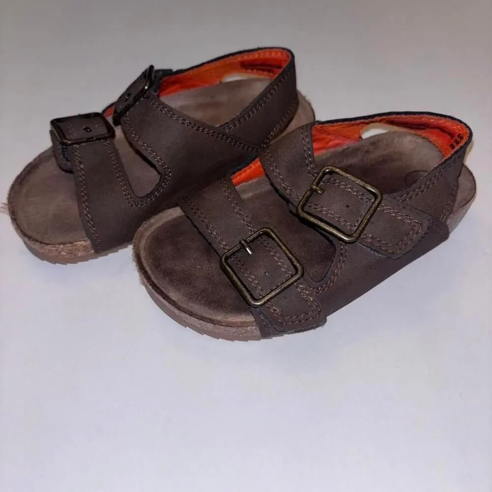 Cat-jack Toddler Boy Brown and Orange Sandals Size 6